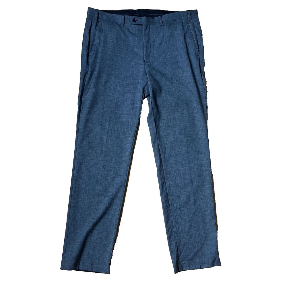 Lauren Ralph Lauren Mens Fit Wool Trousers Gray Flat Front Dress Pants 36W 32L